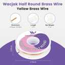 Half Round Brass Wire 14ga, 1.6mmx0.8mm, 12ft  Premium Brass for Jewelry & Crafting
