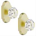 BonKuDoo 2 Pack Crystal Glass Dummy Door Knobs Interior Gold Half Dummy Door Knobs for Hallways and Closets, Satin Brass