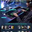 Wireless Charging Mouse Pad, RGB Gaming Mousepad, 31.5"x15.7" Extra Large Desk Pad, 13 Light Modes, Ultra-Smooth Surface, Non-Slip Base, Waterproof Computer Keyboard Mat for MacBook, PC, Laptop, Black