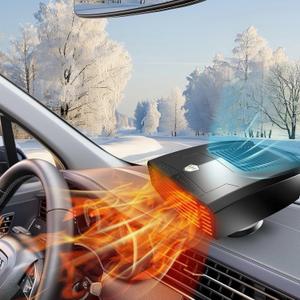 Car Heater 12V, 2 in 1 Portable Car Heater Fast Heating Quickly Defrost Defogger Demister Heat Cooling Fan Auto Dryer Windshield Defroster Plug in Cigarette Lighter (N705)