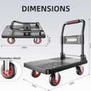 Upgraded Foldable Push Cart Dolly | 980 lbs. Capacity Moving Platform Hand Truck | Heavy Duty Space Saving Collapsible | 5 TPR 360-Degree Silent Wheels | 2 Swivel Wheels and 2 Rigid Wheels