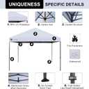 12x12 Pop up Canopy Tent Patented EZ Set up Instant Outdoor Canopy with Wheeled Carry Bag Bonus 4 Weight Sandbags, 8 Stakes and 4 RopesWhite