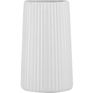 White Ceramic Vase for Flowers, Large Modern White Vase for Home Decor, Decorative Vase for Living Room, Office, Mantel, Bookshelf, Dining Table, 8 inches