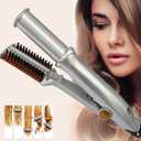 2 in 1 Rotating Curling Iron Fast Heat Hair Straightener and Curler Professional Curing Wand for All Hairstyles for Home Travel Hair Styling Tools Three-Speed Temperature Adjustment