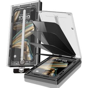 EZ-GLAZ-4 Pack for iPhone 15 Pro Privacy Screen Protector[6.1"] 9H+ Hardness 12FT Military Grade Shatterproof Long Durable Tempered Glass Film with Flawless Fit Box,Scratch Resistant