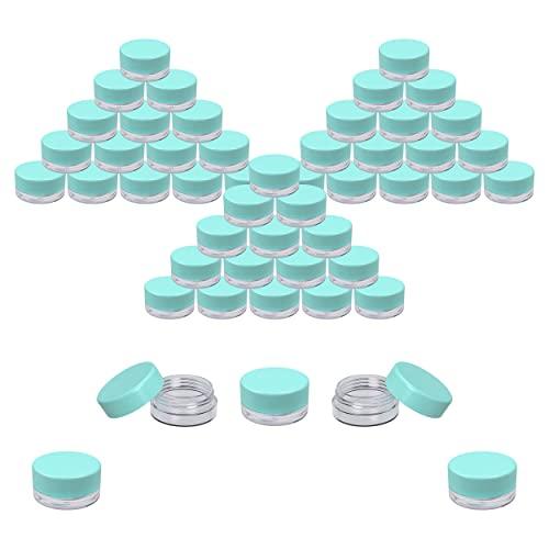 Houseables Sample Containers, Lip Balm Containers, Sample Jars, Mini Jars with Lids, Small, Empty, Makeup, Powder, Gloss, Cosmetic, Tiny, Chapstick, Scrub, Little, Blue Plastic, 3 Gram