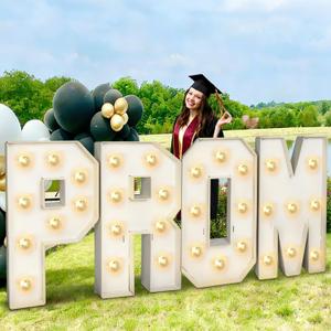 2026 Graduation Decorations - 4FT Large Pre-Cut PROM Light-Up Marquee Letters Kit - Mosaic Foam Board Sign - Class of 2026 Congrats Party Supplies for Kindergarten Preschool High School College Prom