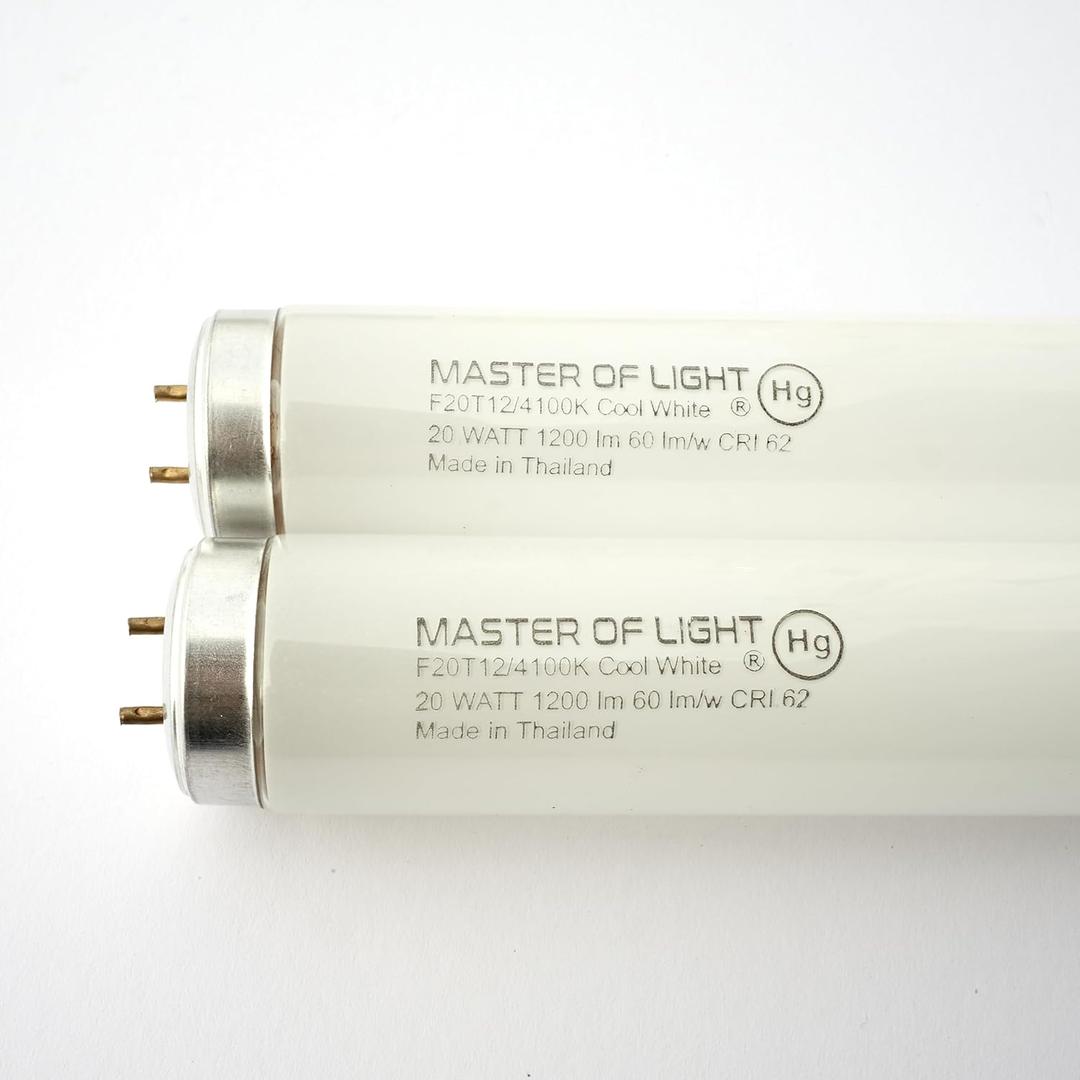 F20T12/CW (2 Pack) 2ft Fluorescent Tube Light Bulb 20 Watt T12 20W Cool White 4100K 1.5 Inch Diameter F20T12 Replaces F20T12/SP41/ECO, F20T12/CW/ECO, F20T12/CW/ALTO (2)