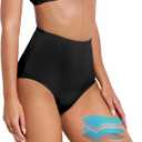 Beautikini Period Swimwear High Waisted Swim Bottoms Menstrual Leakproof Bikini Short for Teens, Girls, Women (Large, Black)