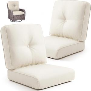 Outdoor Wicker Chair Replacement Cushions Set of 2, 4" Thick Waterproof Removable Patio Furniture Seat Cushion and High Back, 22x25 Inch Chairs Loveseat Couch Sectional Sofa with Zipper,  2 Pack, Beige