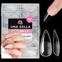 UNA GELLA Medium Stiletto Nails Tips,504Pcs Press-on Nails Stiletto Clear Gel Nail Tips, Full Cover Pre-Etched Fake Acrylic Nails, Sturdy for Nail Extensions Home Art Salon 12 Sizes