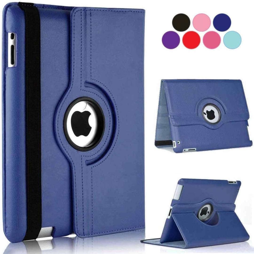 [Rotating] Case for iPad Pro 9.7 inch (2016), 360 Degree Stand [Auto Sleep/Wake] Folio Leather Smart Cover (Navy)