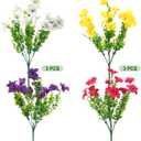 Artificial Flowers for Outdoors Fake Plants Outside Decoration, 12 Bundles Silk Petunia with Eucalyptus UV Resistant Realistic Faux Flowers for Outdoor Planters Garden Balcony (4 Color)