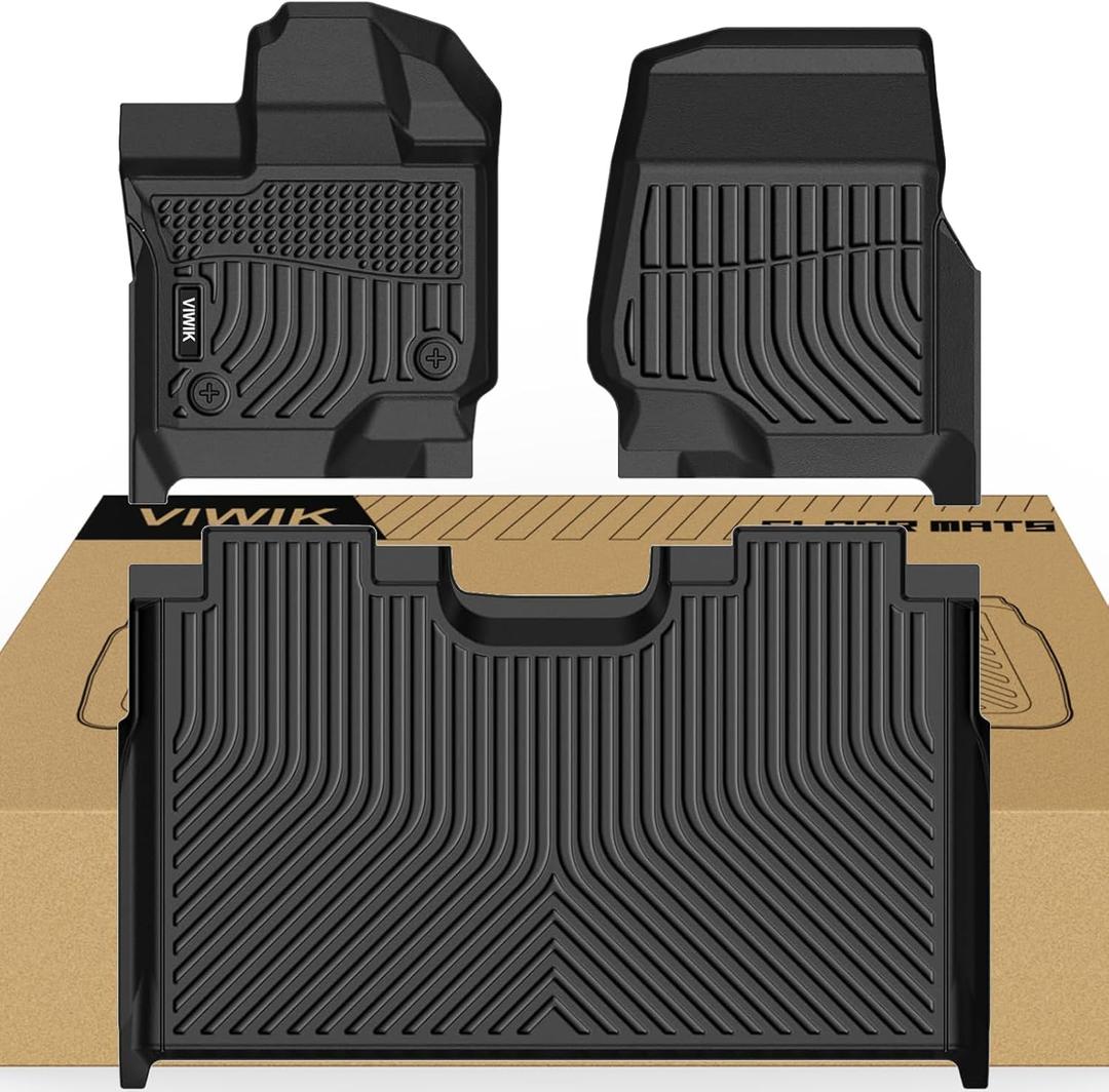 VIWIK TPE Floor Mats Full Set for 2015-2025 Ford F-150 SuperCrew & 2022-2025 F 150 Lightning Without Under-Seat Fold Flat Storage | Custom Fit All-Weather Anti-Slip Car Liners
