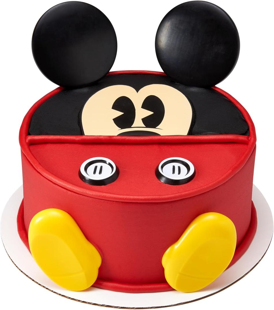 DecoSet Disney Mickey Mouse Cake Topper, 7-Piece Topper Set with Ears, Eyes, Buttons and Shoes, Made of Food-Safe Plastic
