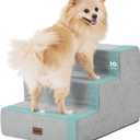 Made4Pets Dog Stairs for Small Dogs, Extra Wide Dog Steps for Bed Couch Sofa and Chair, 35D Foam Pet Steps for Small Dogs and Cats(Up to 40lbs), Non-Slip Bottom Pet Stairs, Light Grey, 3 Steps