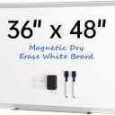 VUSIGN 48" x 36" Large Magnetic Whiteboard for Wall, Dry Erase Board with Silver Frame, Wall Mounted White Board for Classroom, Office, Home  Includes Markers, Magnets & Eraser