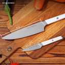 8 Inch Razor Sharp Chef Knife, High Carbon German Steel Blade with Comfortable Grip, Ideal for Meal Prep with Gift Box and 3.5 Inch Paring Knife, BBQ Knife (RUPA)