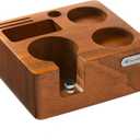 Tamping Station for Portafilters Solid Wood Espresso Accessories 5-Slot Organizer with Anti-Slip Base & Adjustable Height (Small)