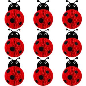 Pasimy 9 Set Ladybug Party Decorations Ladybug Love Bug Honeycomb Craft Kit Lady bug Table Decor Honeycomb Centerpieces Love Bug Table Topper for Lady bug Baby Shower Birthday Party Decoration
