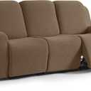 TAOCOCO Recliner Sofa Covers 8-Pieces Stretch Large Couch Covers for 3 Seats Reclining Slipcovers Soft Jacquard Pattern Furniture Protector (Khaki)