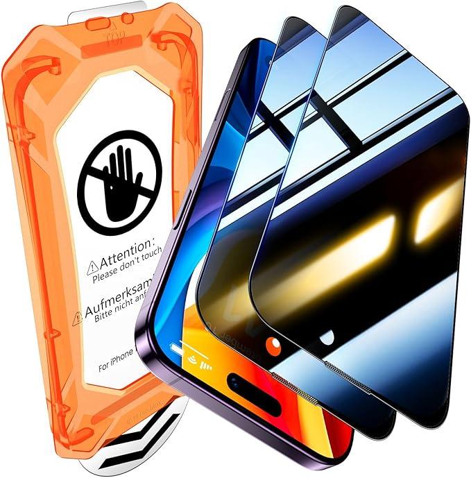 UniqueMe for iPhone 14 Pro Max Privacy Screen Protector - [Military Grade Shatterproof & 9H+ Hardness] Screen Protector 14 Pro Max Tempered Glass Full Coverage Protection, Easy to install, 1 Pack