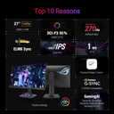 ASUS ROG Strix 27 1440P USB-C HDR Gaming Monitor (XG27ACMG) - QHD (2560x1440), 270Hz, 1ms, Fast IPS, Extreme Low Motion Blur Sync, G-SYNC Compatible, DisplayWidget, Tripod Socket