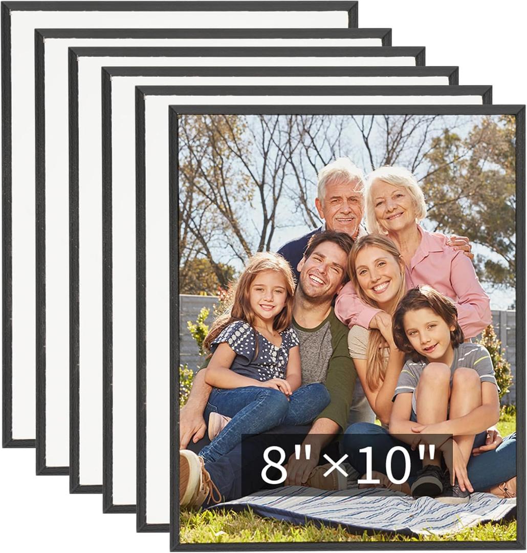 PYD Life 6 Pack Sublimation Photo Frames Blanks 8" x 10" MDF Picture Frame With Black Edge for Wall,Customizable Wall Hanging Sign for Home Decor,2 Hanging Holes for Vertical or Horizontal Display