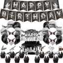 Party Decorations Pistol Shooting Birthday Decorations Set, Party Supplies Includes Birthday Banner, Cake Topper, Cupcake Toppers, Latex Balloons