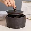 Ceramic Canister,16.9 Oz /500ml Food Storage Jar for Tea,Coffee Beans,Herb,Candy,Spices,Nuts (Stone Black)