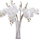 BOMAROLAN Artificial Flowers Faux Butterfly Orchid 4 Pcs Real Touch Double Branch Silk Flowers (No Vase) for Wedding Home Office Party Hotel Yard Decoration Restaurant Patio Festive Furnishing (White)