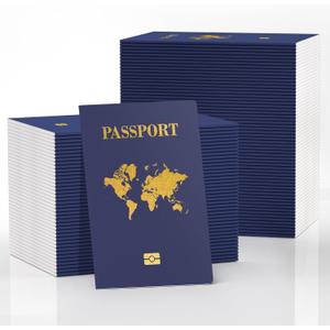 100 Pcs Kids Passport Book – Blank Fake Passport Notebooks for Pretend Travel, Party Supplies, School Projects, Travel-Themed Events