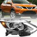 Halogen Headlight Assembly Fit for 2017-2019 Nissan Rogue Sport, Passenger Side Headlamp with LED DRL Clear Lens Black Housing Amber Reflector, OEM# 260106MA0A, 1 PC