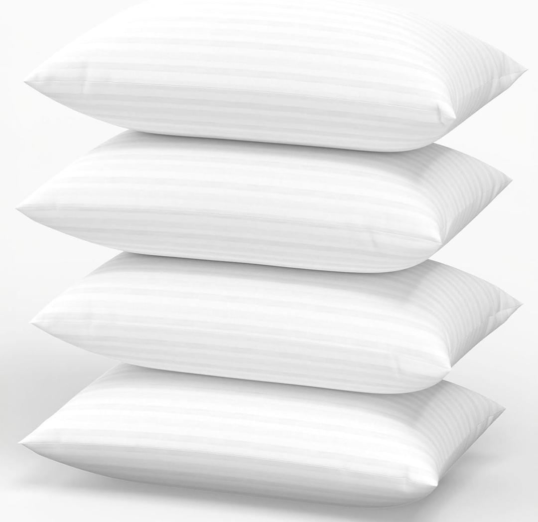 Pillows Standard Size Set of 4 Hotel Collection Bed Pillow for Sleeping Pillows 4 Pack for Back, Stomach or Side Sleepers Soft and Supportive Washable Pillows for Bedroom (Standard(Pack of 4), White)