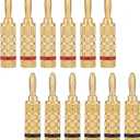 WGGE WG-3333 24k Gold Plated Speaker Banana Plugs-Closed Screw Type (6 Pairs (12 Plugs))
