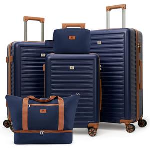 KUNEL Luggage Sets 5 Piece Suitcases with Wheels,ABS Hard Case Suitcases with Spinner Wheels, TSA Lock, Durable Travel Luggage