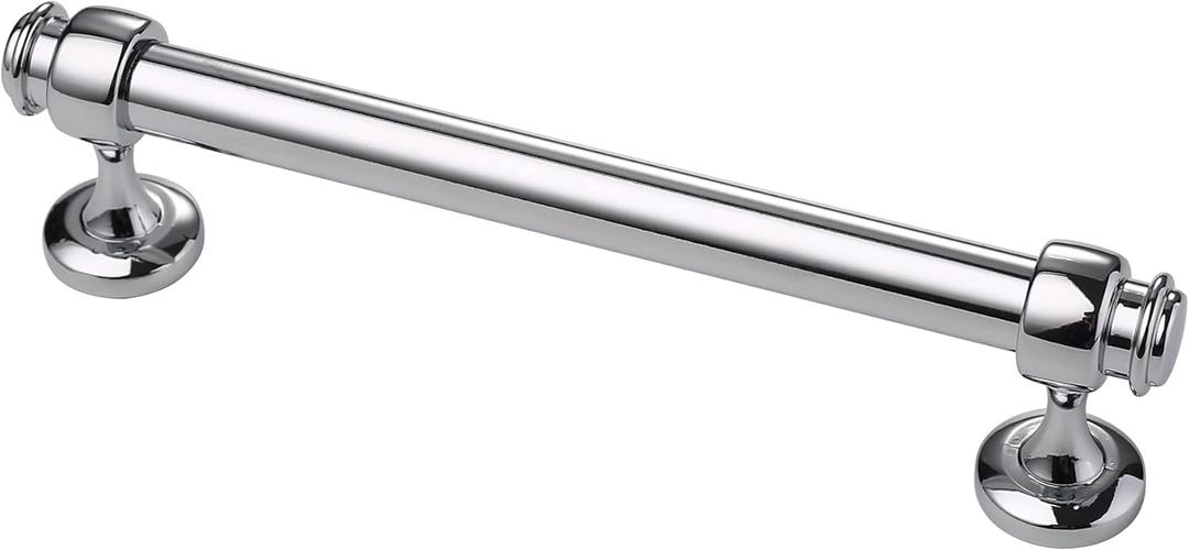 Alzassbg 10 Pack Polished Chrome Cabinet Pulls, 5 Inch(128mm) Hole Centers Cabinet Handles Kitchen Hardware Straight Bar for Cabinets and Drawer AL3082CP