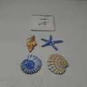 Yookeer 4 Pcs Beach Wall Decor Seashell Starfish Bathroom Decor Rustic Ocean Coastal Summer Themed Wall Art Gifts for Living Room Bathroom Bedroom(Small)