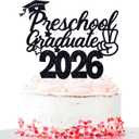 Preschool Graduate 2026 Cake Topper, Pre-K Grad Cake Decor, Kinder Graduate, Kindergarten Graduation Party Decorations, Black Glitter