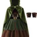 ReliBeauty Archer Costume Girls Huntress Costume for Girls with Cape,Green (6-7/130)