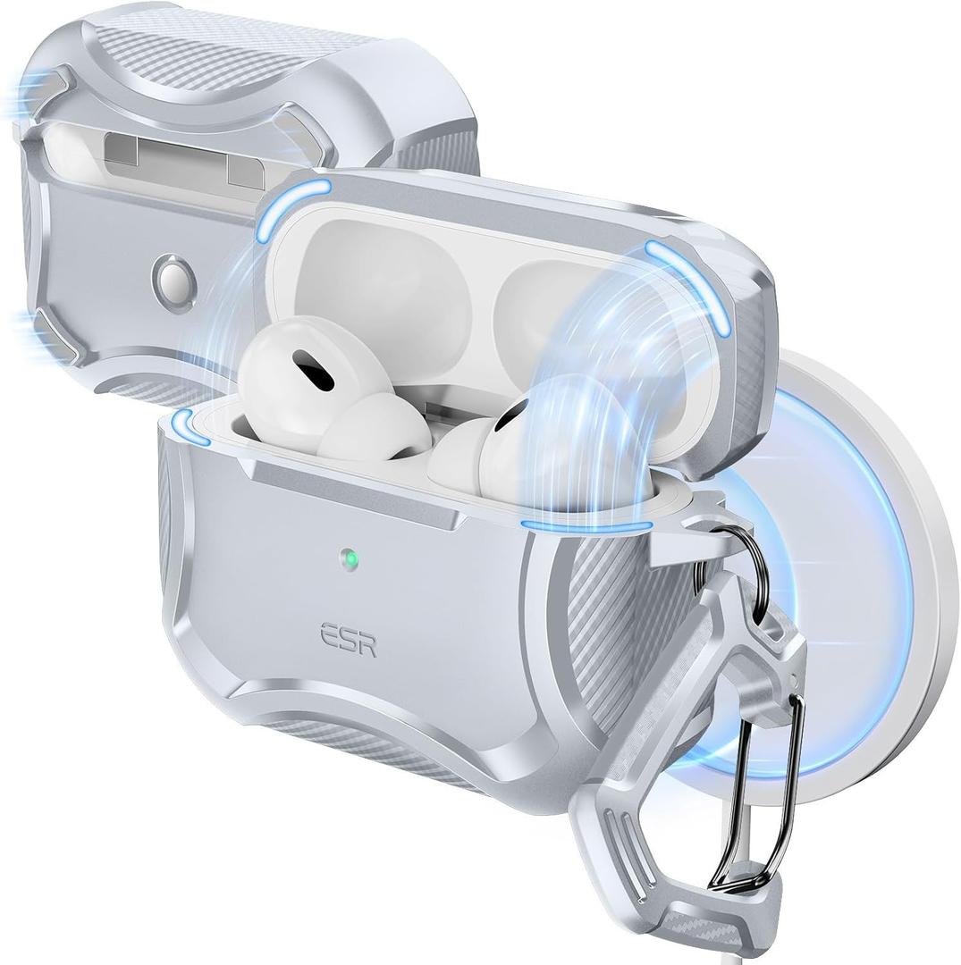 ESR for AirPods Pro 2nd Generation Case, Compatible with Airpods Pro Case 2nd/1st Gen (2023/2022/2019), Compatible with MagSafe, Powerful Drop Protection, Magnetic Lid,Gray