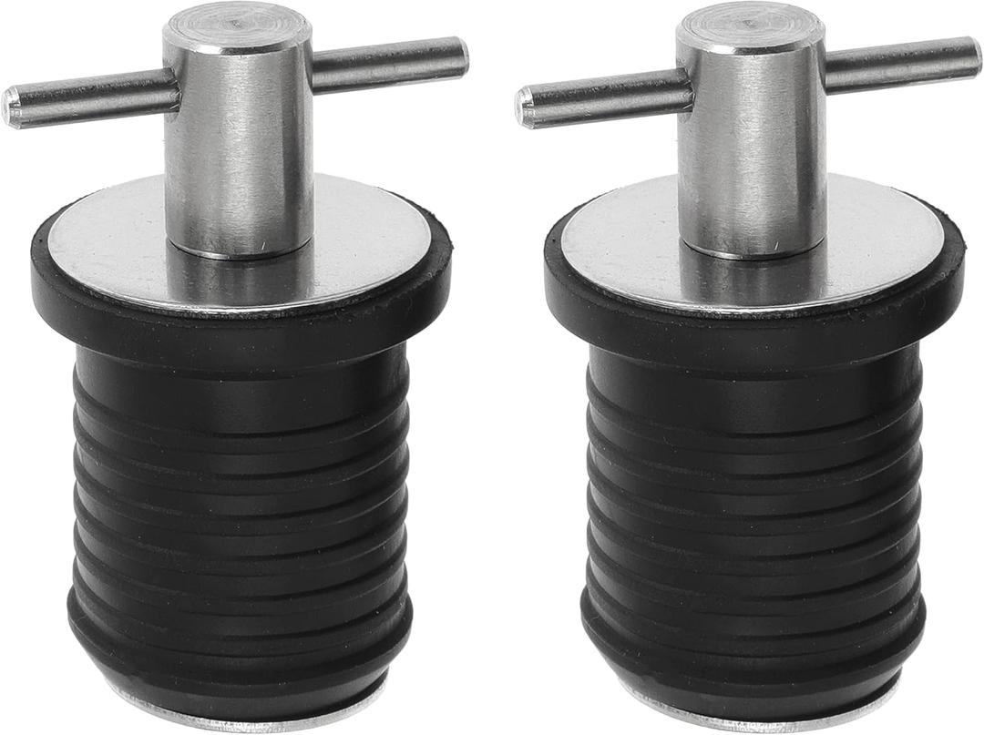 2 Pcs Boat Drain Plug With T Handle - Snap Rubber Plugs With Brass/Stainless Steel Handle - Marine Twist Accessories