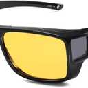 CAXMAN Night Driving Glasses for Men and Women Fit Over Night Vision Glasses HD Polarized Anti Glare Yellow Tinted Lens