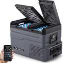 12 Volt Car Refrigerator Dual Zone Electric Cooler, 40 Quart Portable Freezer Fridge with APP Control, Compatible with Detachable Battery (Not Included), for Overlanding, Camping, RV, Truck