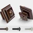 KAMANINA Bronze Curtain Rods for Windows 48 to 84 Inches, 1 Inch Heavy Duty Curtain Rod 32 to 86 inch(2.6-7.1ft), Single Drapery Rods with Square Finials