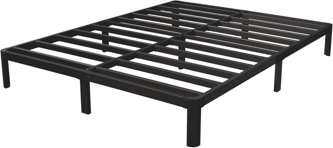 HOBINCHE 10 Inch Full Metal Bed Frame with Rounded Corners Legs,Heavy Duty Steel Slats Platform Bed,No Box Spring Needed,Noise Free,Non-Slip,Easy Assembly
