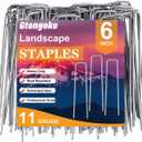 Gtongoko 500 Pack Galvanized Landscape Staples Garden Stakes Plant Cover Stakes 6 Inch 11 Gauge SOD Staples Ground Stakes for Landscaping Securing Weed Barrier Fabric, Christmas Decorations
