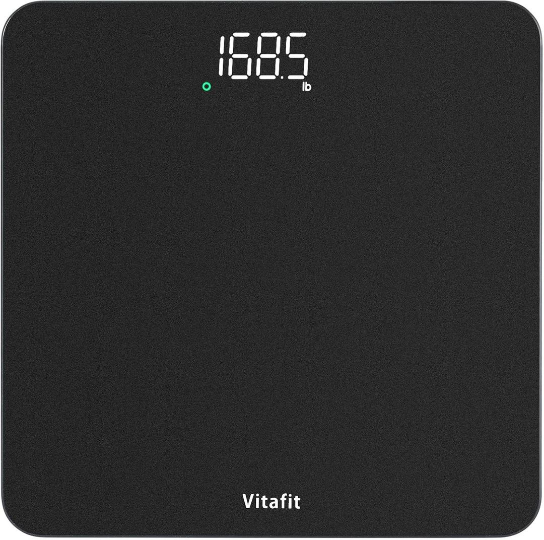 Vitafit Scale for Body Weight, High Accuracy 0.1lb by Our Professional Factory Since 2001, Digital Weight Scale LED and Step On, 3*AAA Batteries Included, 400lb/182kg, Spray Silver Black