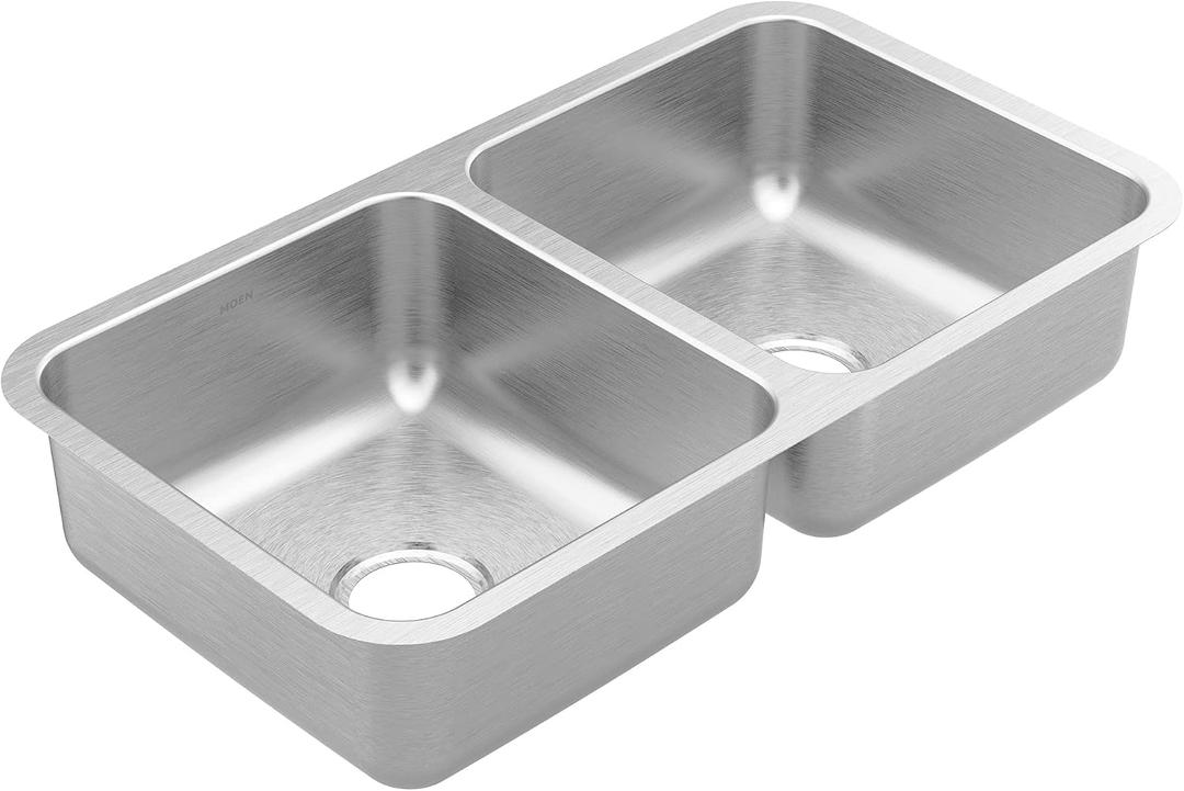 Moen Prep 20-Gauge Stainless Steel Undermount 32.38" x 18.13" x 7" Double Bowl Kitchen Sink, GS20264