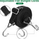 12 Pcs Adjustable Flat Bungee Cords with Hooks, 78" Long Flat Heavy Duty Latex Straps with Length Adjustment Metal Buckle, for Outdoor, Camping, Tarps, Bike Rack, Truck, Moving Heavy Duty Cargo (Black